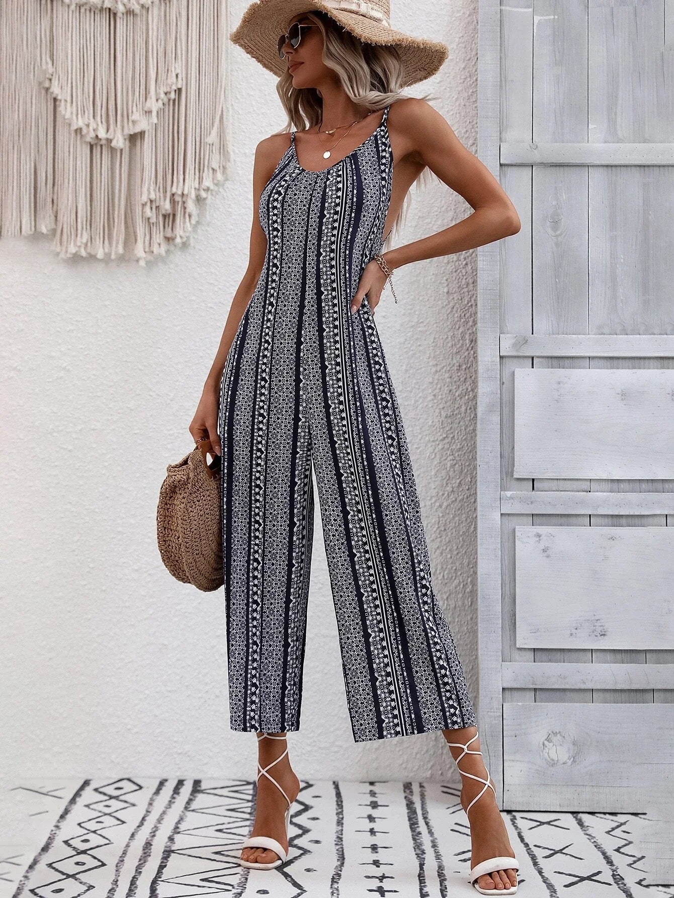 Geo Print Cami Jumpsuit