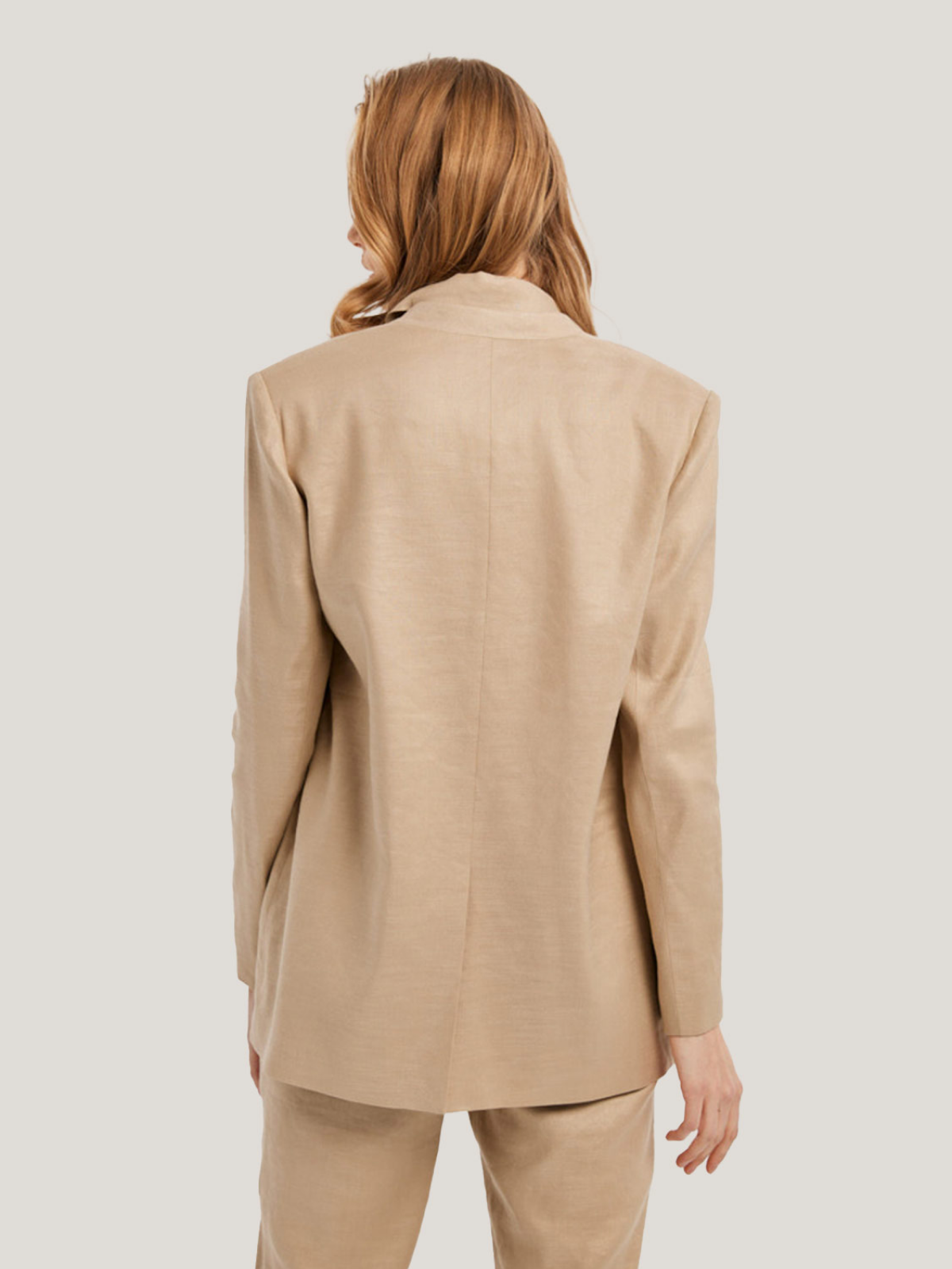 Collarless Single-Button Linen Blazer